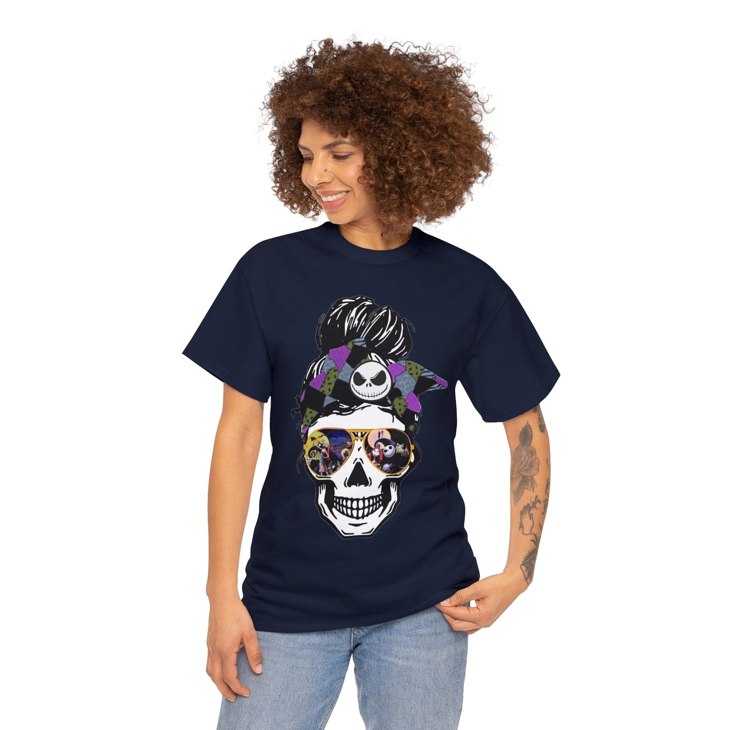 Halloween skull with jack and sally